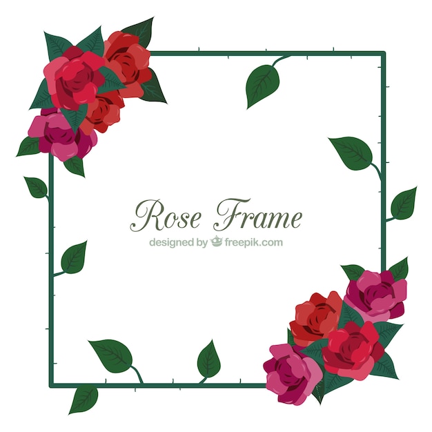 Free vector nice frame of colored roses