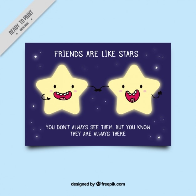 Free vector nice friendship card with bright star characters