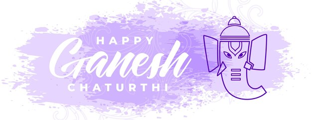 Nice ganesh chaturthi celebration banner in purple grunge style