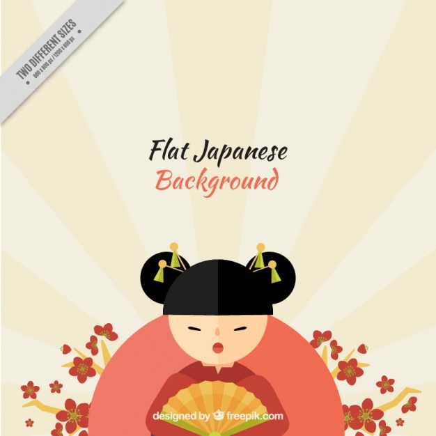 Free vector nice geisha in flat design japanese background