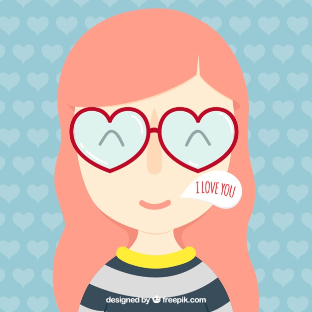 Nice girl with glasses heart shaped