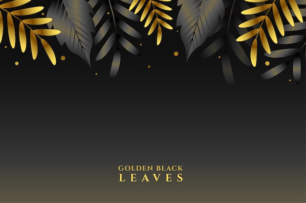 Free vector nice golden and black leaves design in dark background