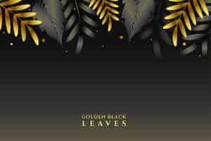 Free vector nice golden and black leaves design in dark background