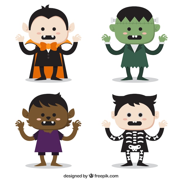 Free vector nice halloween characters