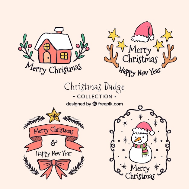 Красивые нарисованные рождественские наклейки