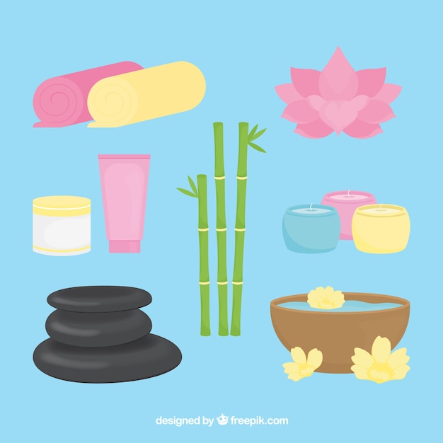 Free vector nice hand drawn collection of spa elements