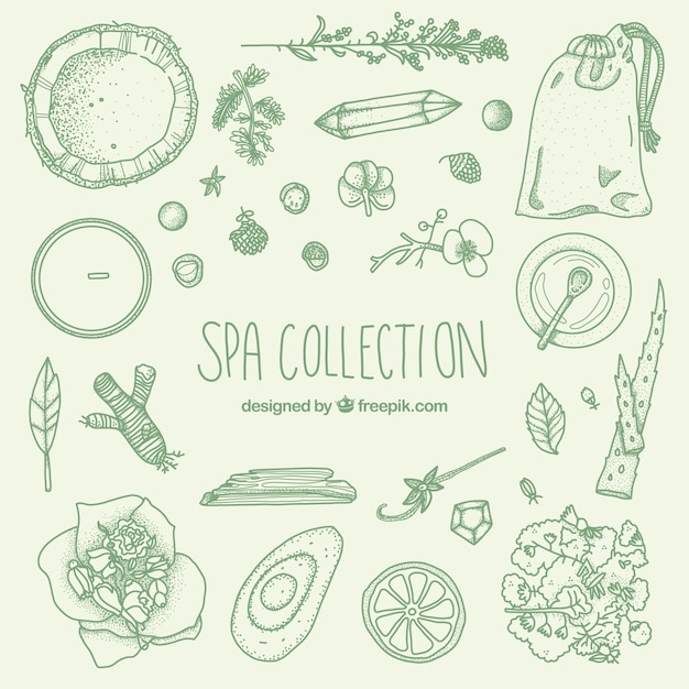 Nice hand drawn collection of spa elements
