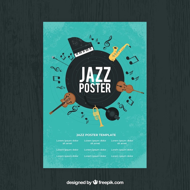 Bel poster disegnato a mano per la giornata internazionale del jazz