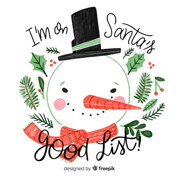 Nice hand drawn snowman lettering