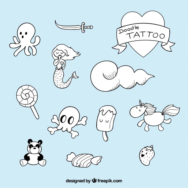 Free vector nice hand-drawn tattoos