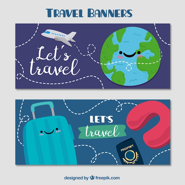 Nice hand-painted travel banners