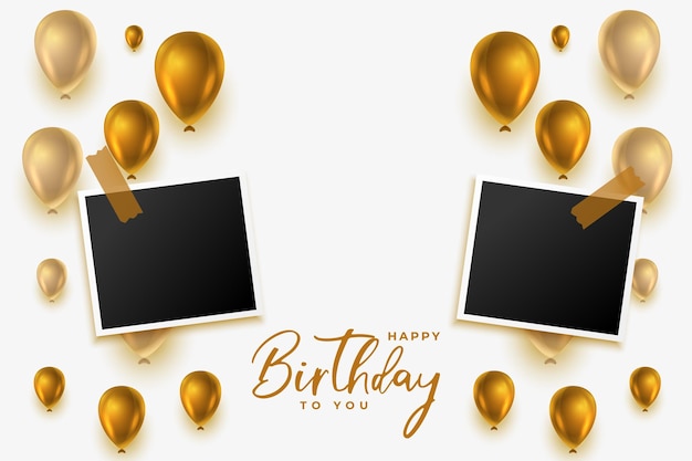 Free vector nice happy birthday event card with realistic photo frame