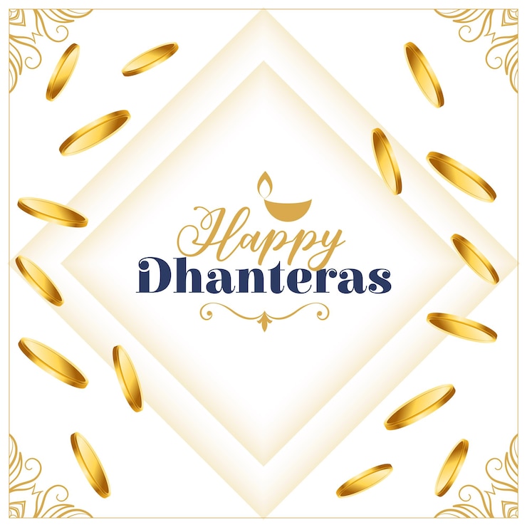मुफ़्त वेक्टर nice happy dhanteras wishes background with golden coin decoration vector