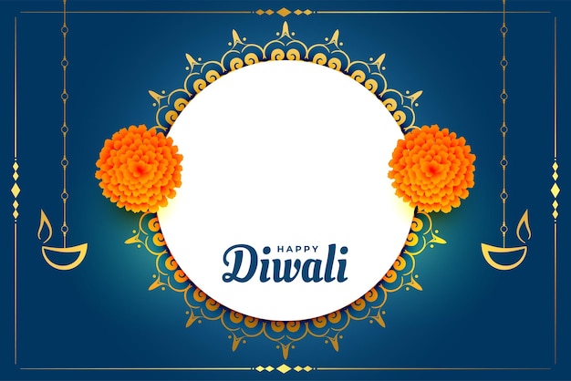 Free vector nice happy diwali banner with image space and flower design vector