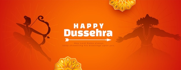 Free vector nice happy dussehra orange banner design