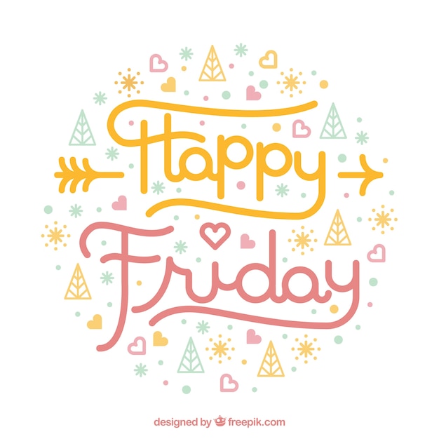 Free vector nice happy friday lettering with drawings