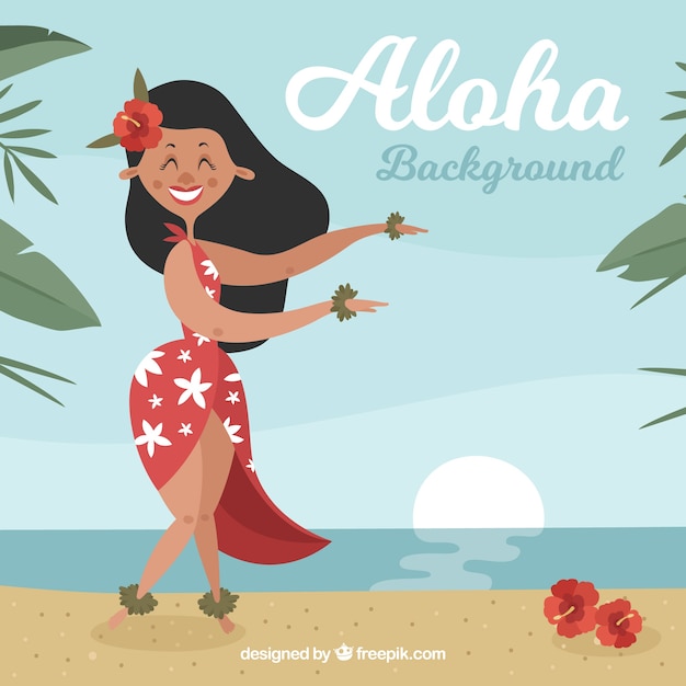 Free vector nice hawaiian background on the beach