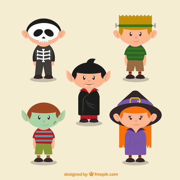 Nice kids with costumes for halloween