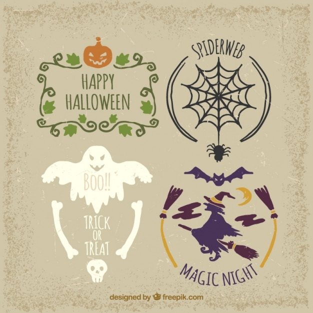 Nice labels in vintage style for halloween