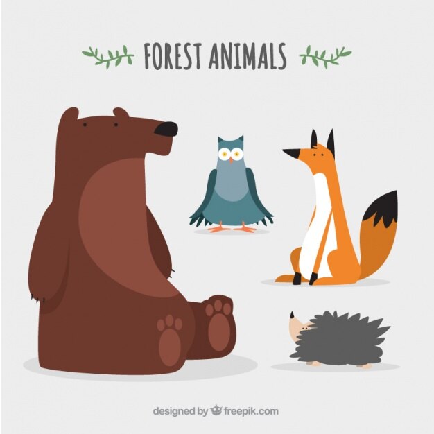 Free Vector nice and lovely forest animals 