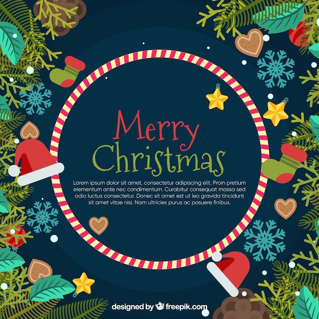 Nice merry christmas background in flat design