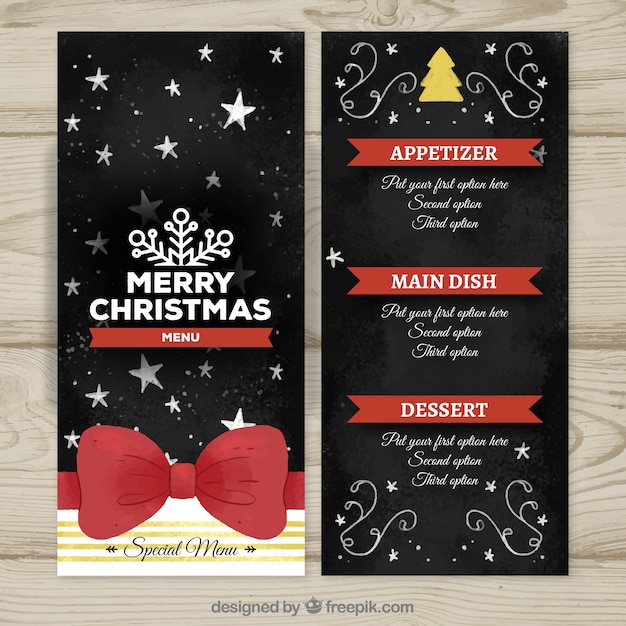 Free vector nice merry christmas menu with slate effect