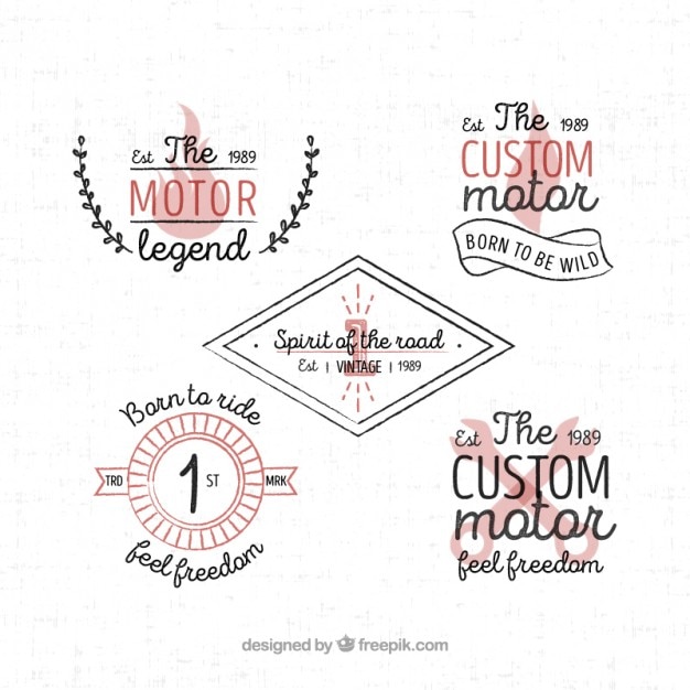 Free vector nice motorcycle badges in vintage style