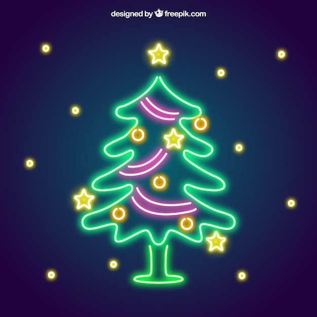 Bel albero di natale al neon