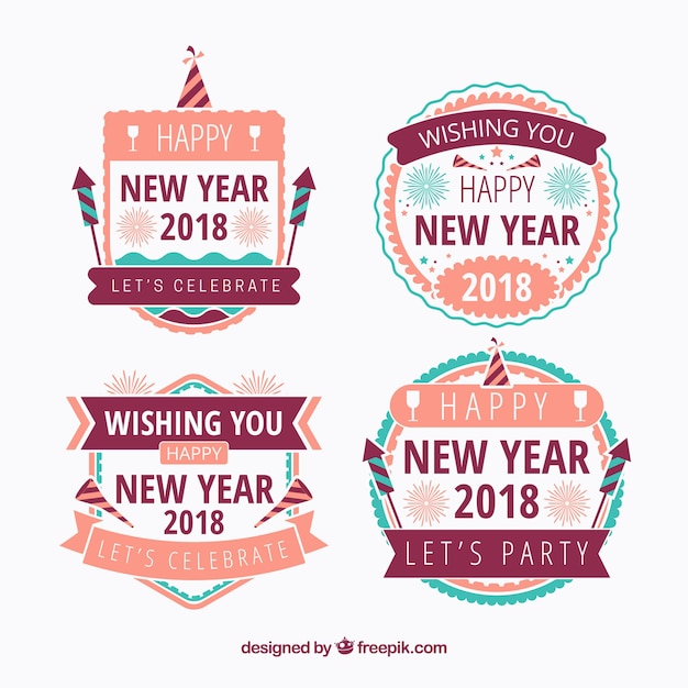 Free vector nice new year badge collection