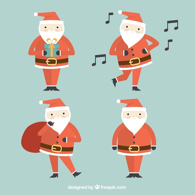 Nice pack of four geometric santa claus