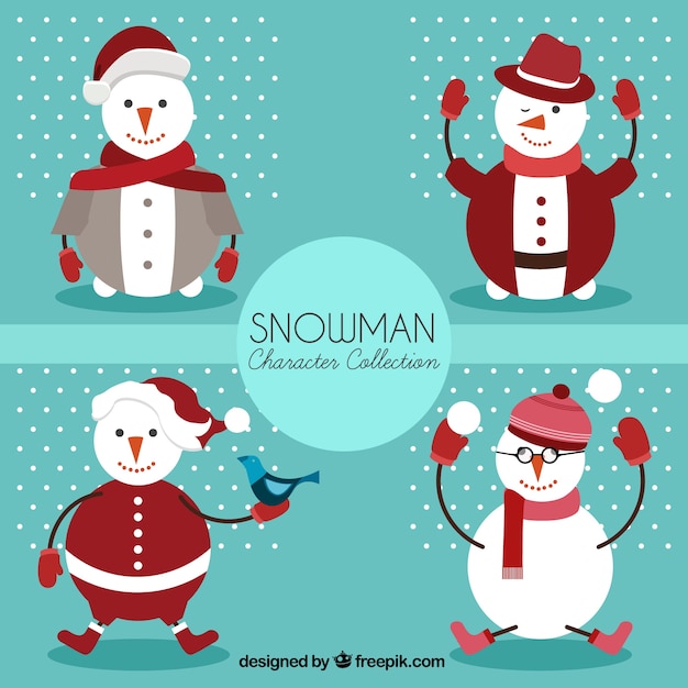 Nice pack of snowmen with geometric shape