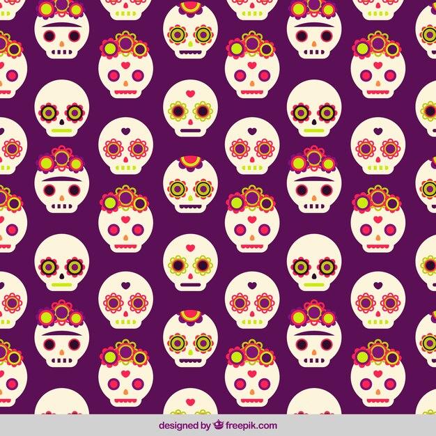 Nice pattern with decorative mexican skulls