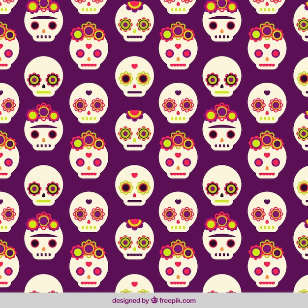 Nice pattern with decorative mexican skulls