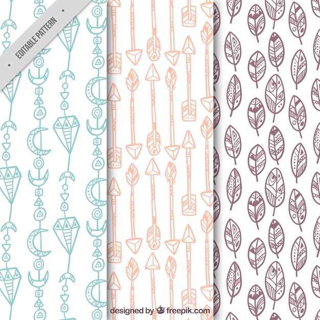 Nice patterns of hand drawn boho objects