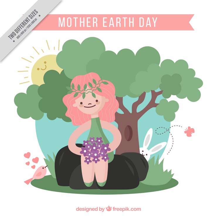 Free Vector nice person celebrating the day of the earth background