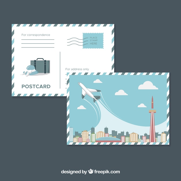Бесплатное векторное изображение Хорошая почтовая открытка из поездки