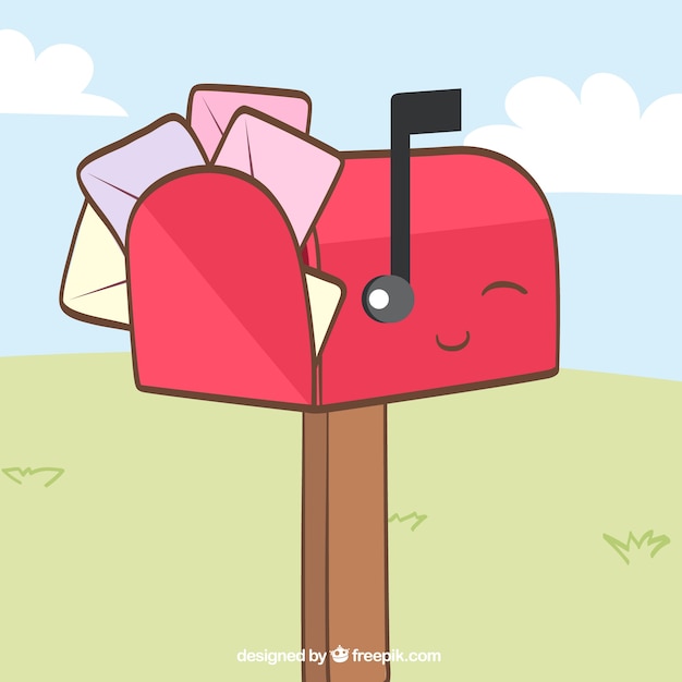 Nice red mailbox background with envelopes