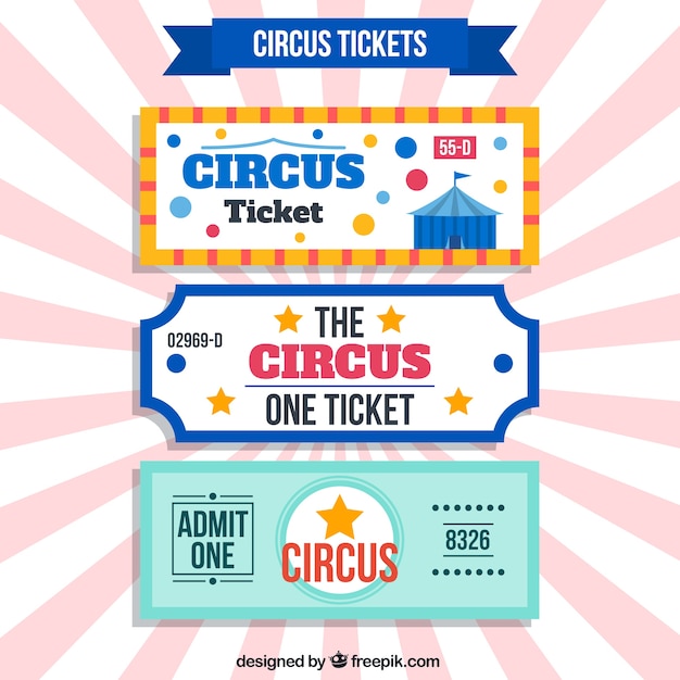 Free vector nice retro circus tickets