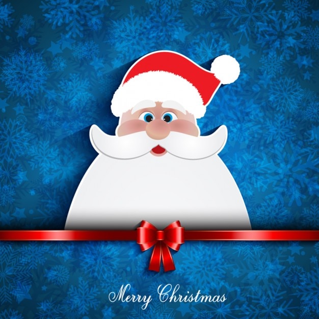 Nice santa claus with a red bow on a blue background