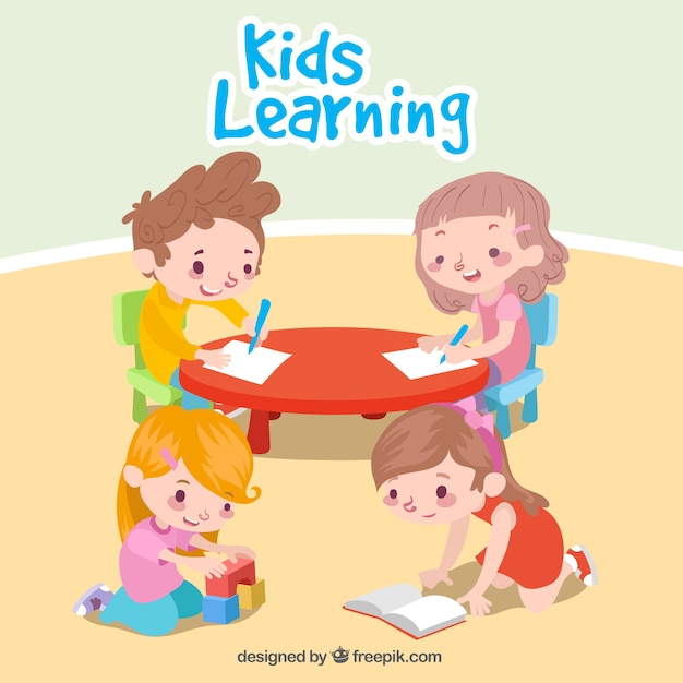 Nice scene of children learning