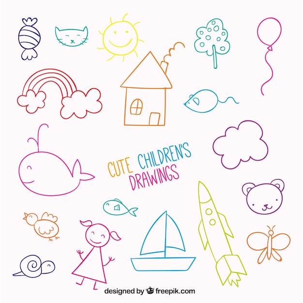 Free Vector nice set of children's drawings