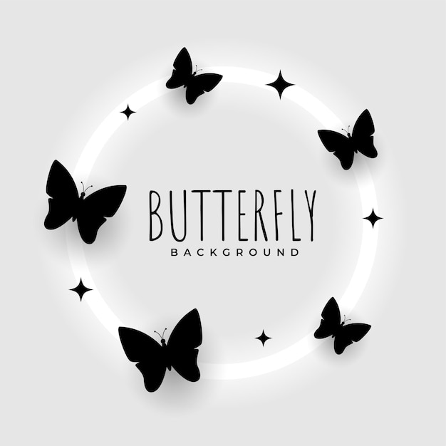 Free vector nice silhouette butterfly background with neon frame