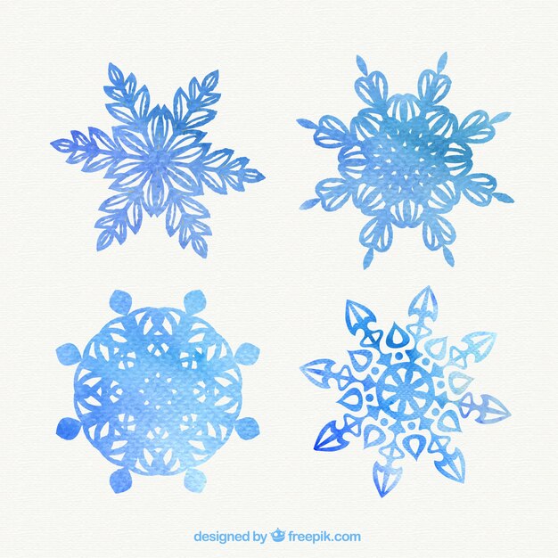 nice snowflakes in watercolor style