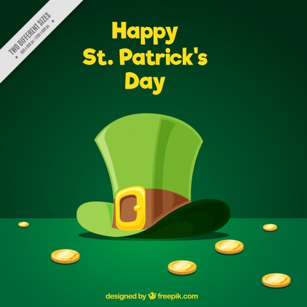 Free vector nice st patrick's day background with hat and coins