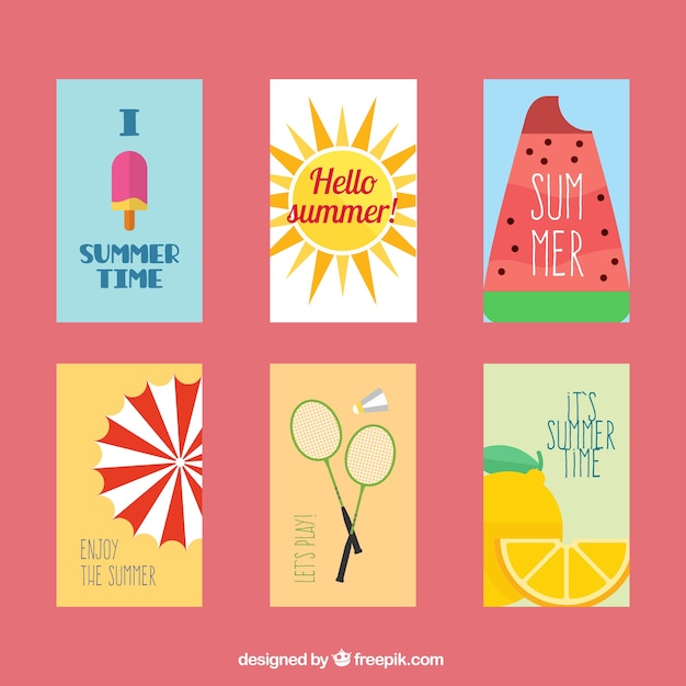 Free vector nice summer cards set