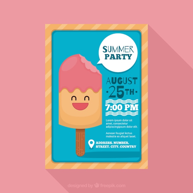 Nice summer party brochure with ice cream