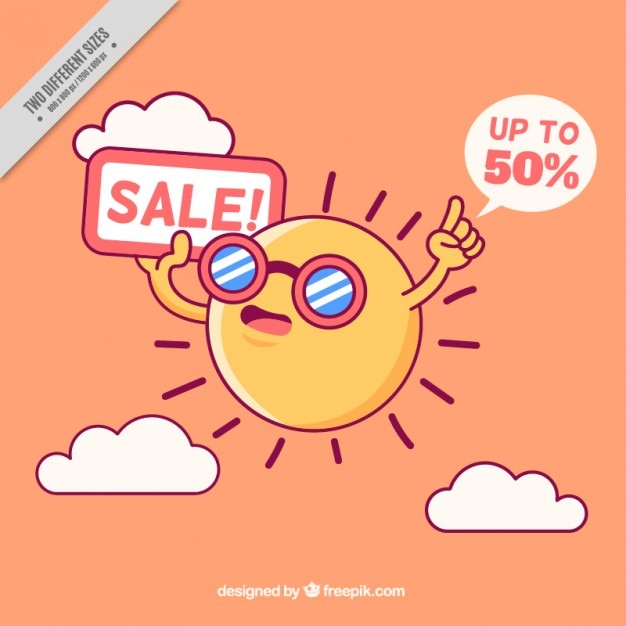 Free vector nice sun with sales background