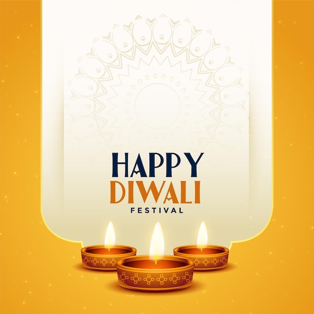 Nice traditional happy diwali background with diya design