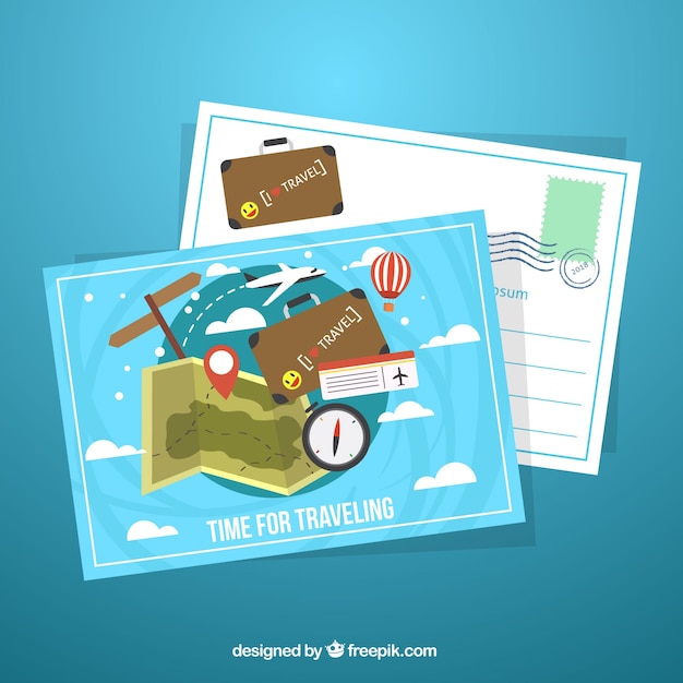 Free vector nice travel postcard template