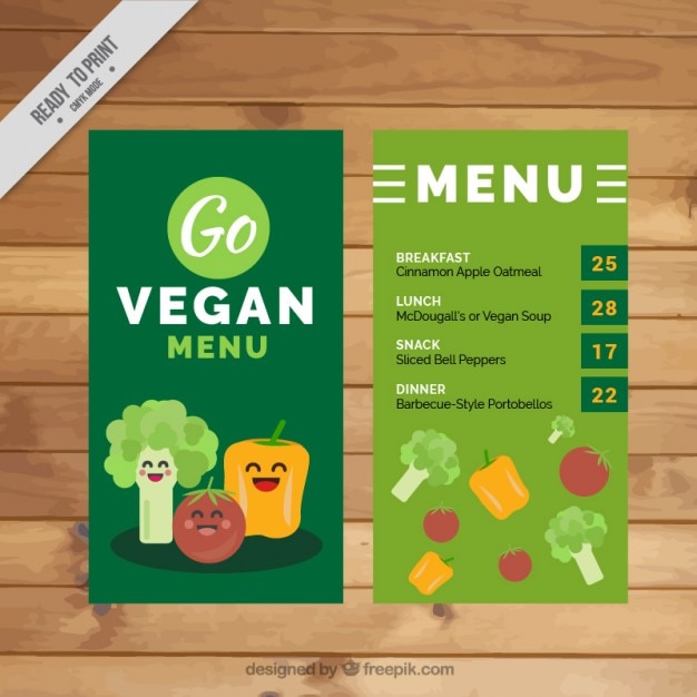 Free vector nice vegetables vegan menu template